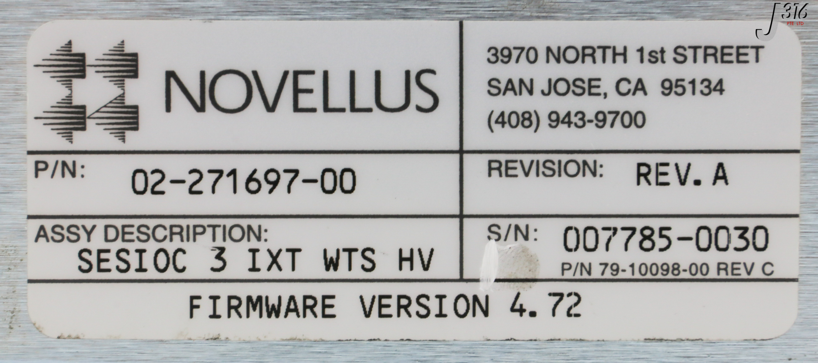 のん 32522 NOVELLUS SESIOC 3 IXT WTS HV 02-271697-00 | eBay